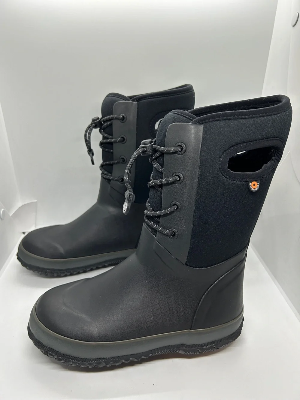 Children's Bogs Arcata Waterproof Lace Up Boot Black Rubber/Nylon Jersey Size 3